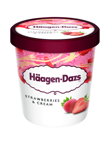 PINT FRESA HÄAGEN-DAZS (STRAWBERRIES&CREAM) (8Uds/Caja) - 460ml