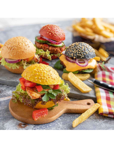 SURTIDO MINI BURGER COLORES (4x25) - 30gr Ø6,5cm